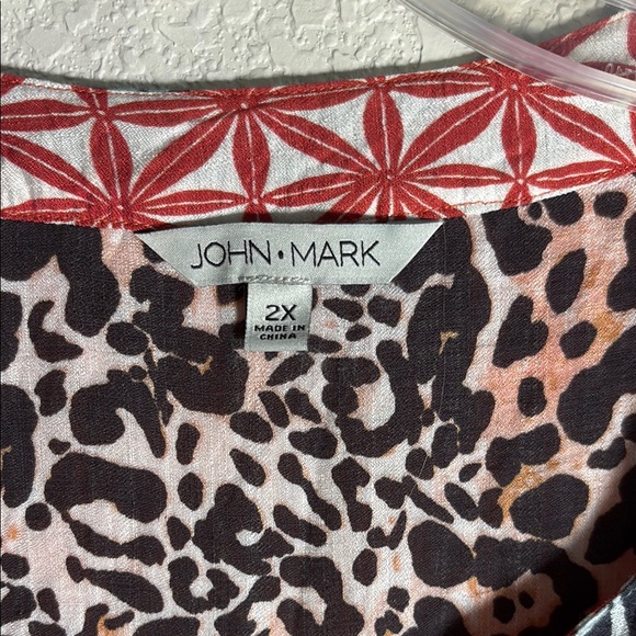 John Mark Orange and Blue Patterned Blouse - Picture 2 of 6